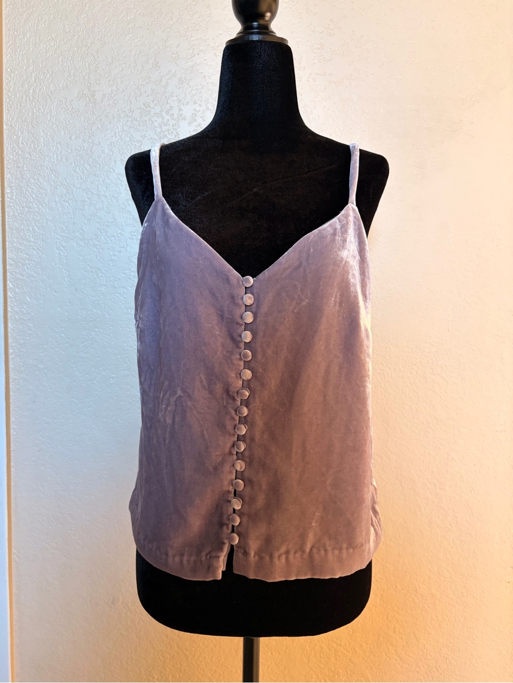 Madewell Lavender Velvet Button-Front Camisole